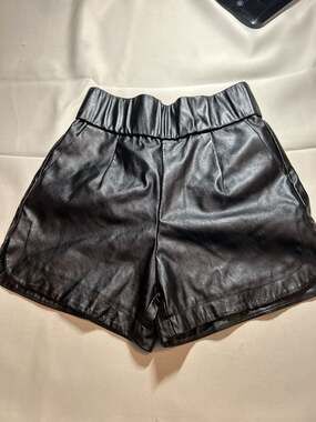 AMMO Black Faux Leather High Waisted Shorts Size XS